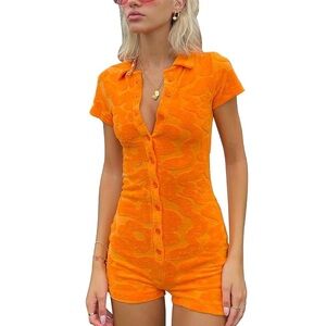 Jaded London Orange Textured Women Shorts